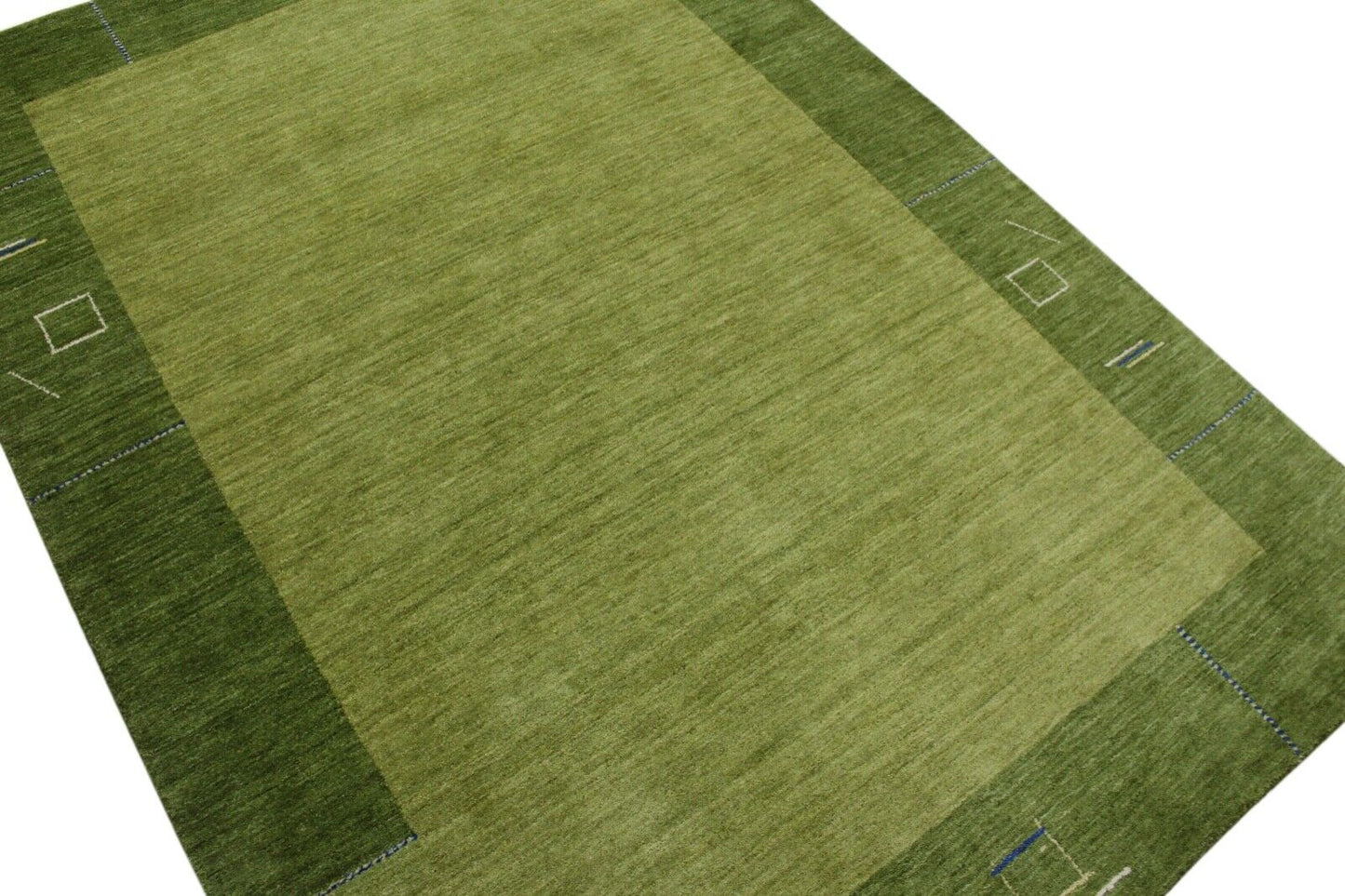 Gabbeh Teppich Grün 100% Wolle Handgewebt Orientteppich Lori 170x240 cm WR110