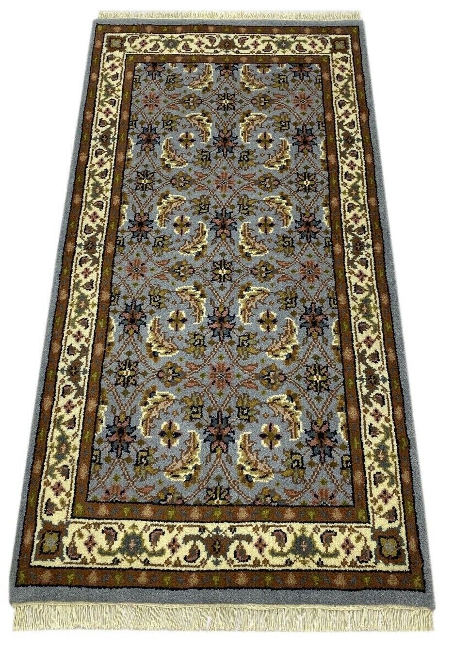 Hell Blau Teppich Wolle Handgeknüpft Orientteppich 100% Schurwolle 90X170 cm D10