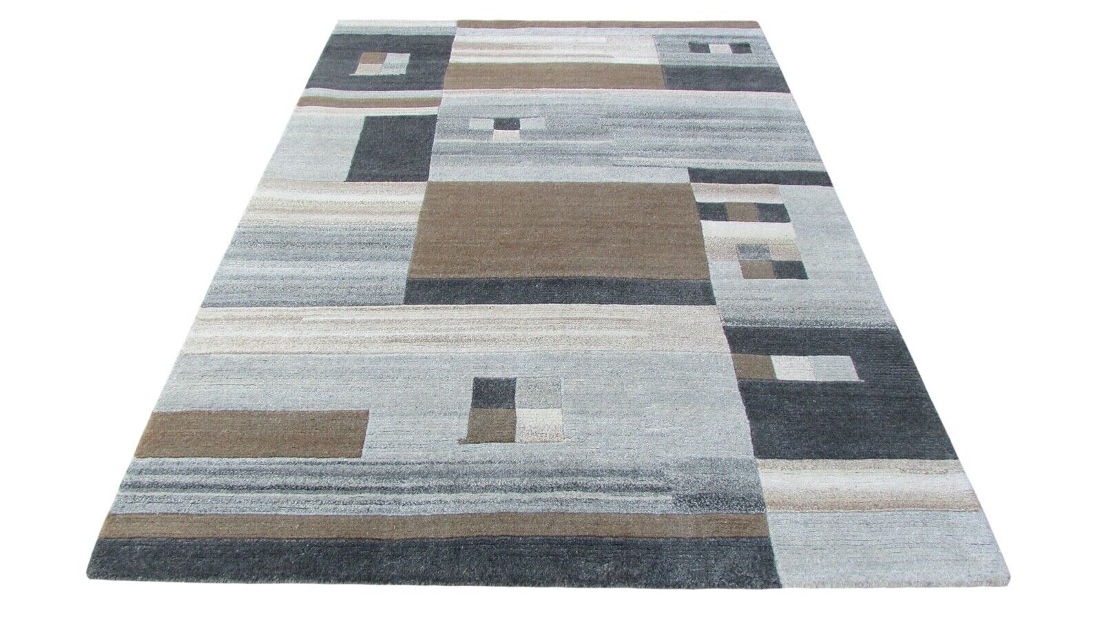 Nepal Teppich Handgeknüpft Braun Beige 100% Wolle Orientteppich 160x224 cm N-83