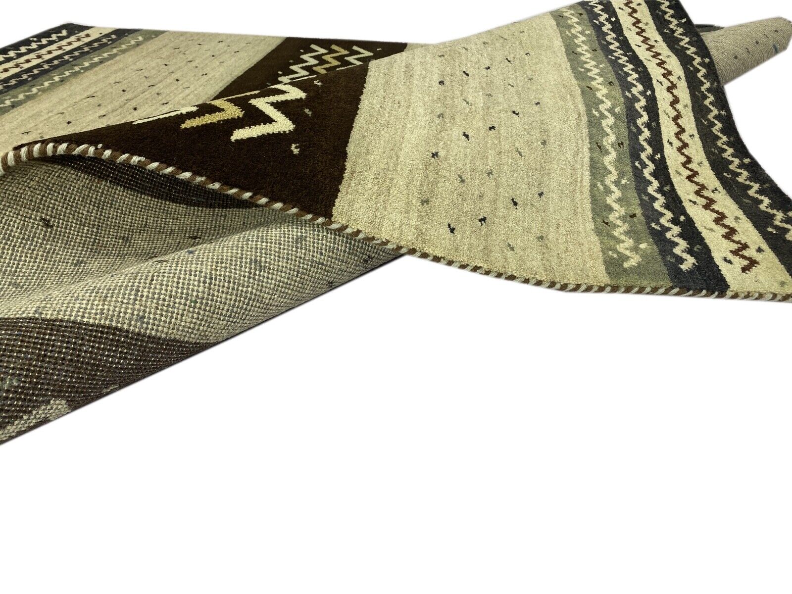 Gabbeh Teppich 100% Wolle Gelbbraun Antikes weiß Handgeknüpft 167X244 cm WR50