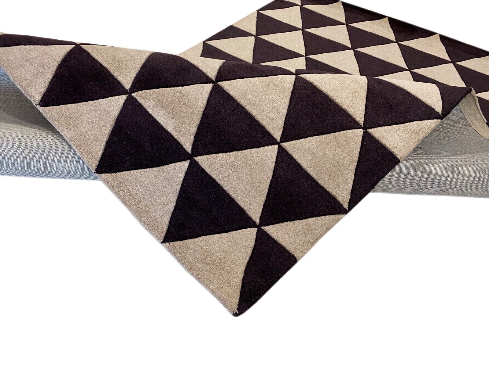 Schwarz Beige Teppich 100% Wolle Orientteppich Handgetuftet 155X245 CM D-123