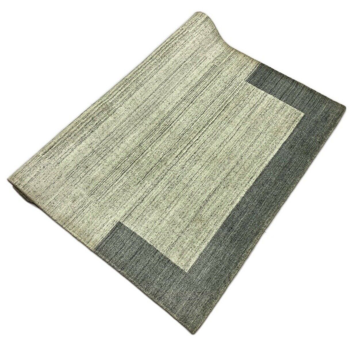 Teppich 100% Wolle Grau Silber Gabbeh lori Handgewebt 125x175 cm dp Garn S92