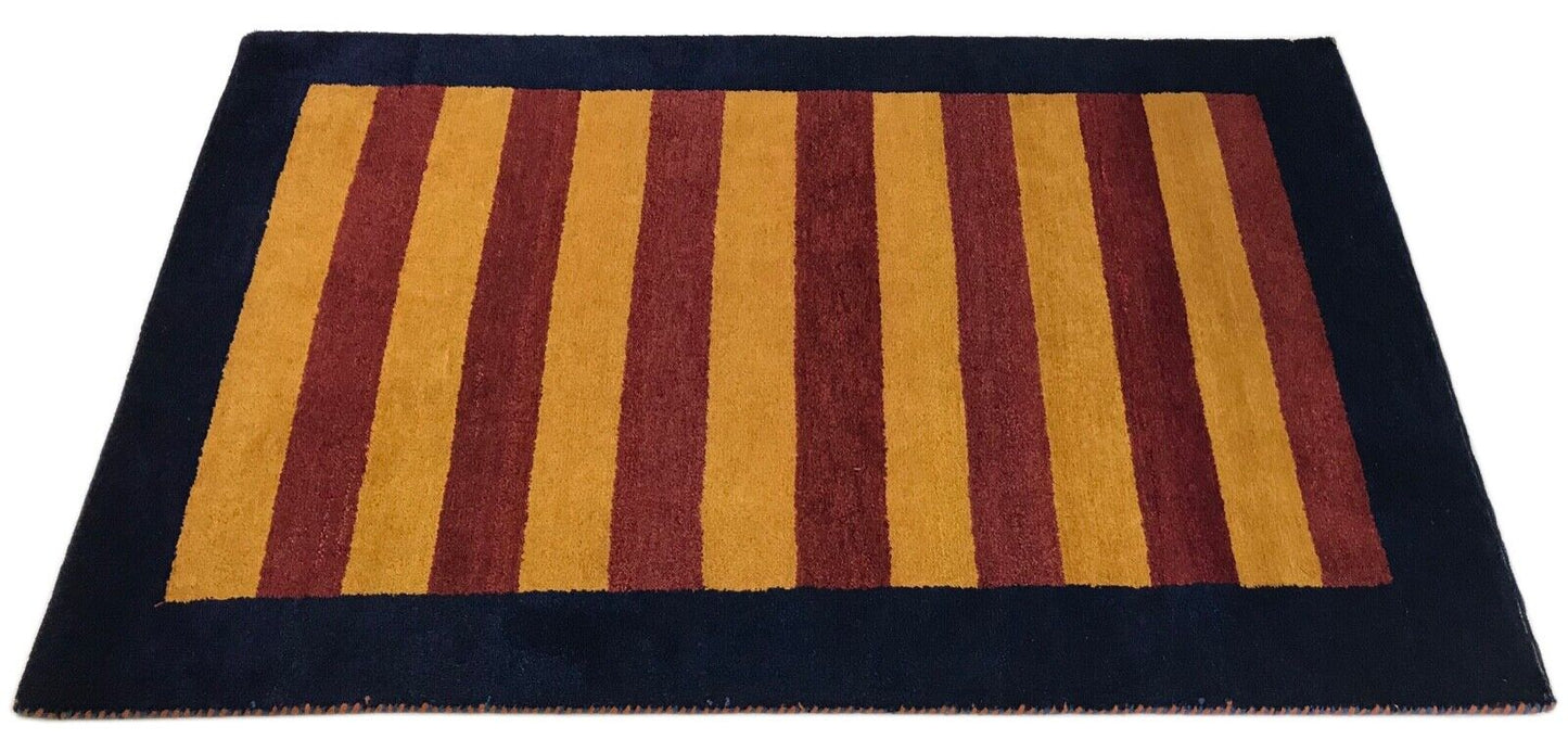 Gabbeh Teppich 120x180 cm Handgeknüpft 100% Wolle Rot Gold Debbich