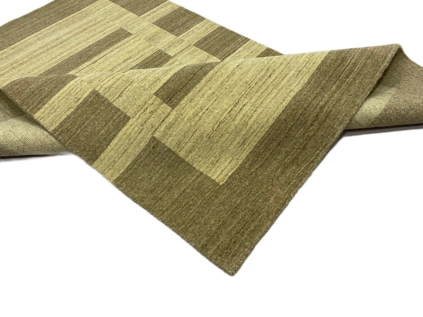 Gabbeh Teppich 100% Wolle Beige Grau Braun loom lori Handgewebt 126x188 cm S32