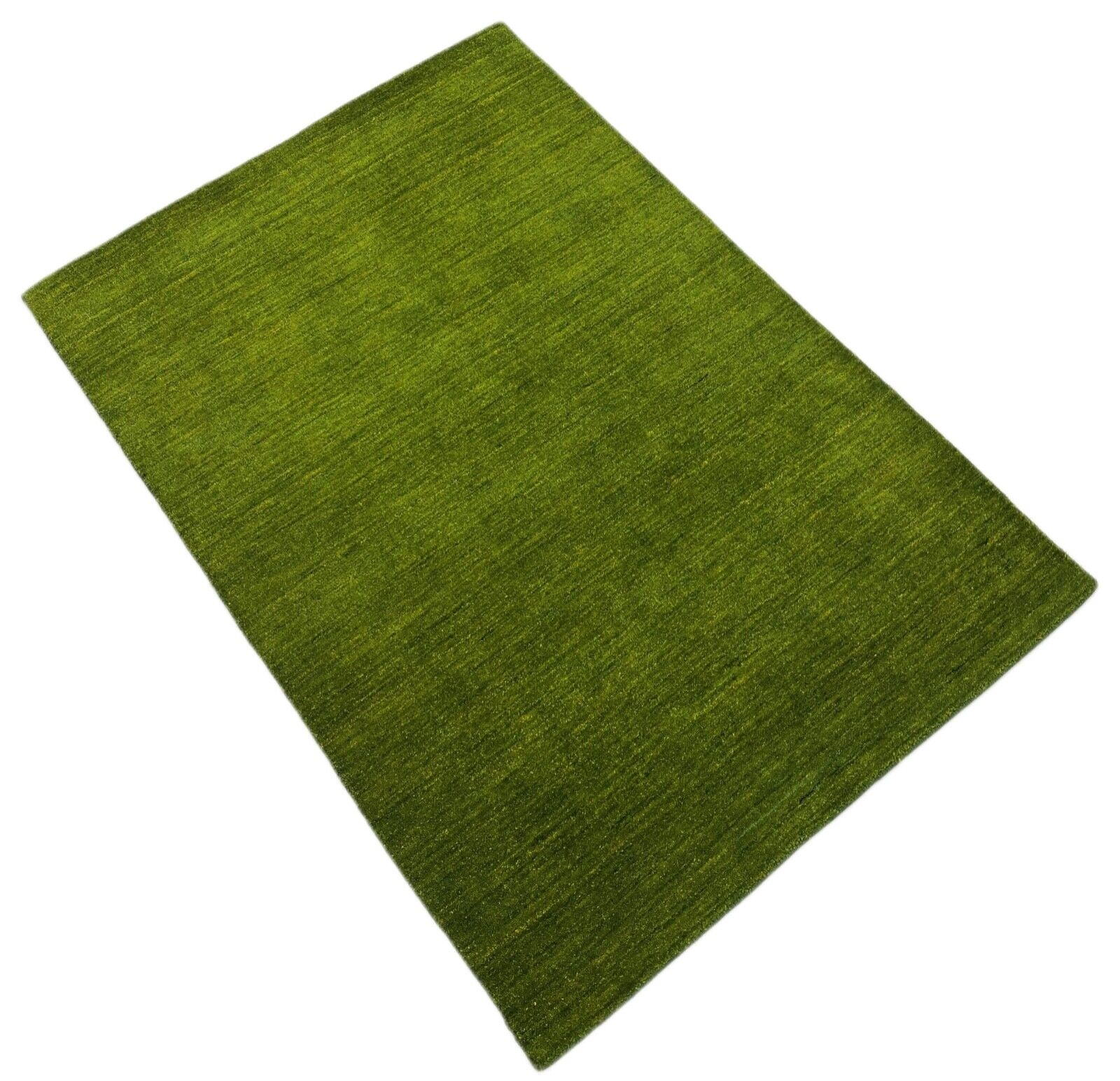 Tapis Gabbeh vert, 100 % laine, métier à tisser lori, tissé à la main, 124 x 177 cm, S10