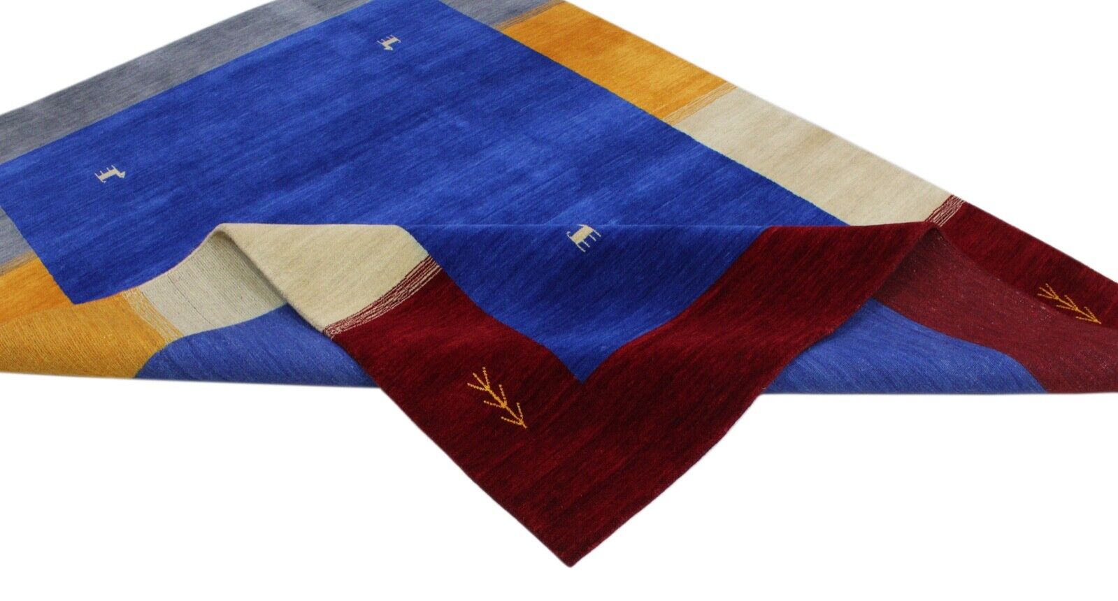 Gabbeh 100% Wolle Orientteppich 174x245 cm Handgewebt loom Blau Teppich