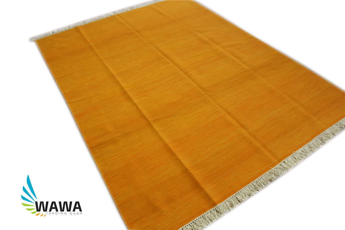 Kilim Handgewebt Fein Gold Gelb Perser Teppich Kelim 180X240 cm 100% wolle