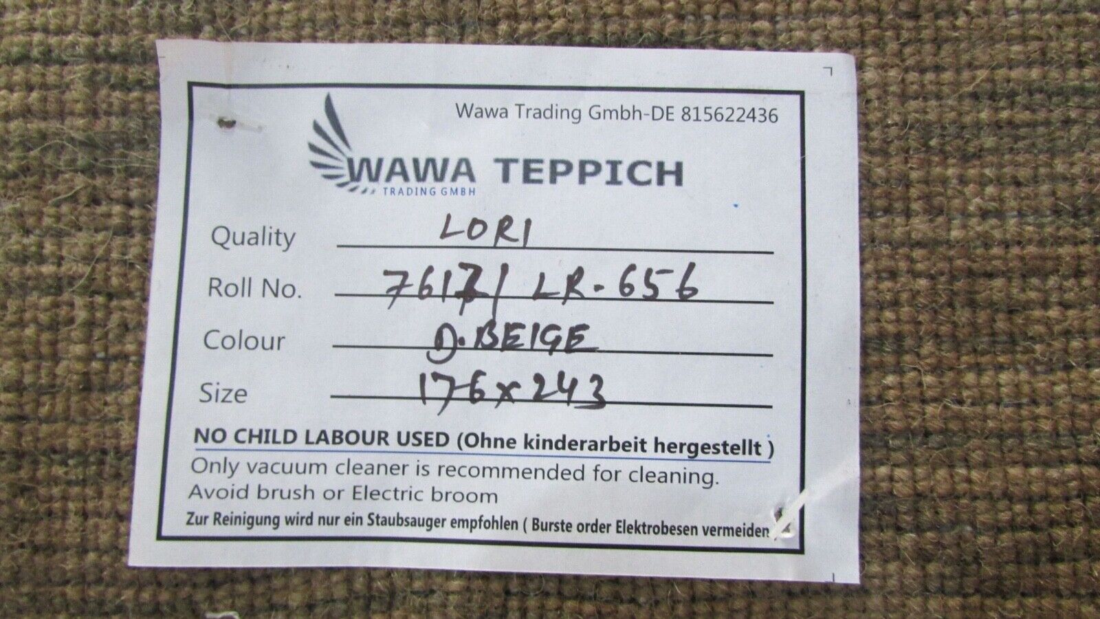 Gabbeh Teppich Dunkel Beige 100% Wolle 175x240 cm Handgewebt Orient Lr655