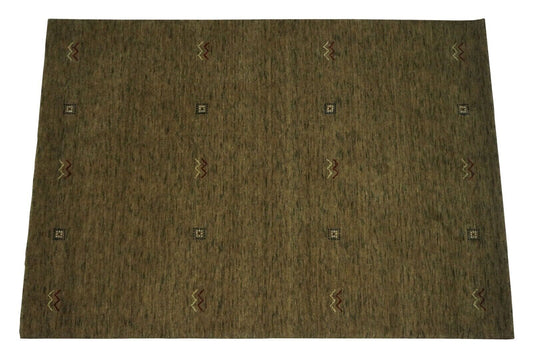Gabbeh Teppich Dunkel Beige 100% Wolle 140x200 cm Orientteppich Handgewebt Lr688
