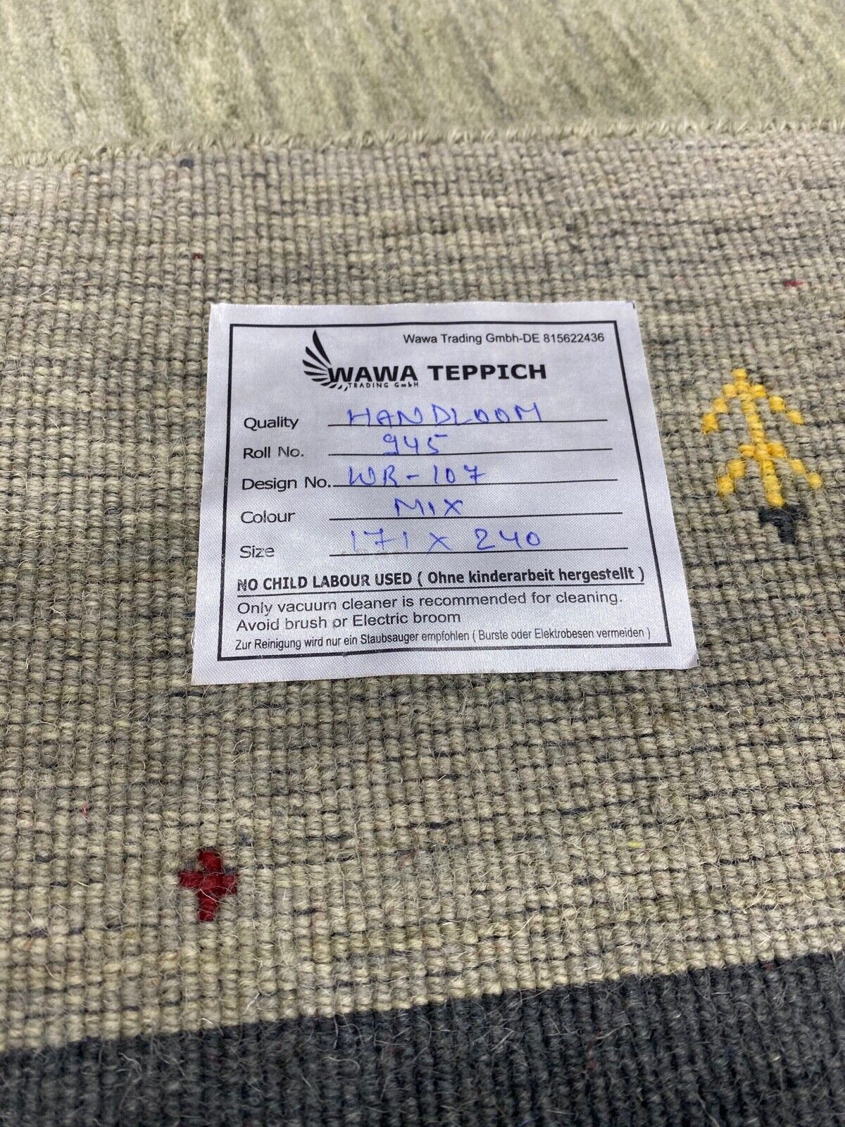 Gabbeh Teppich 100% Wolle 170x240 cm Beige Handgewebt Orientteppich wr107