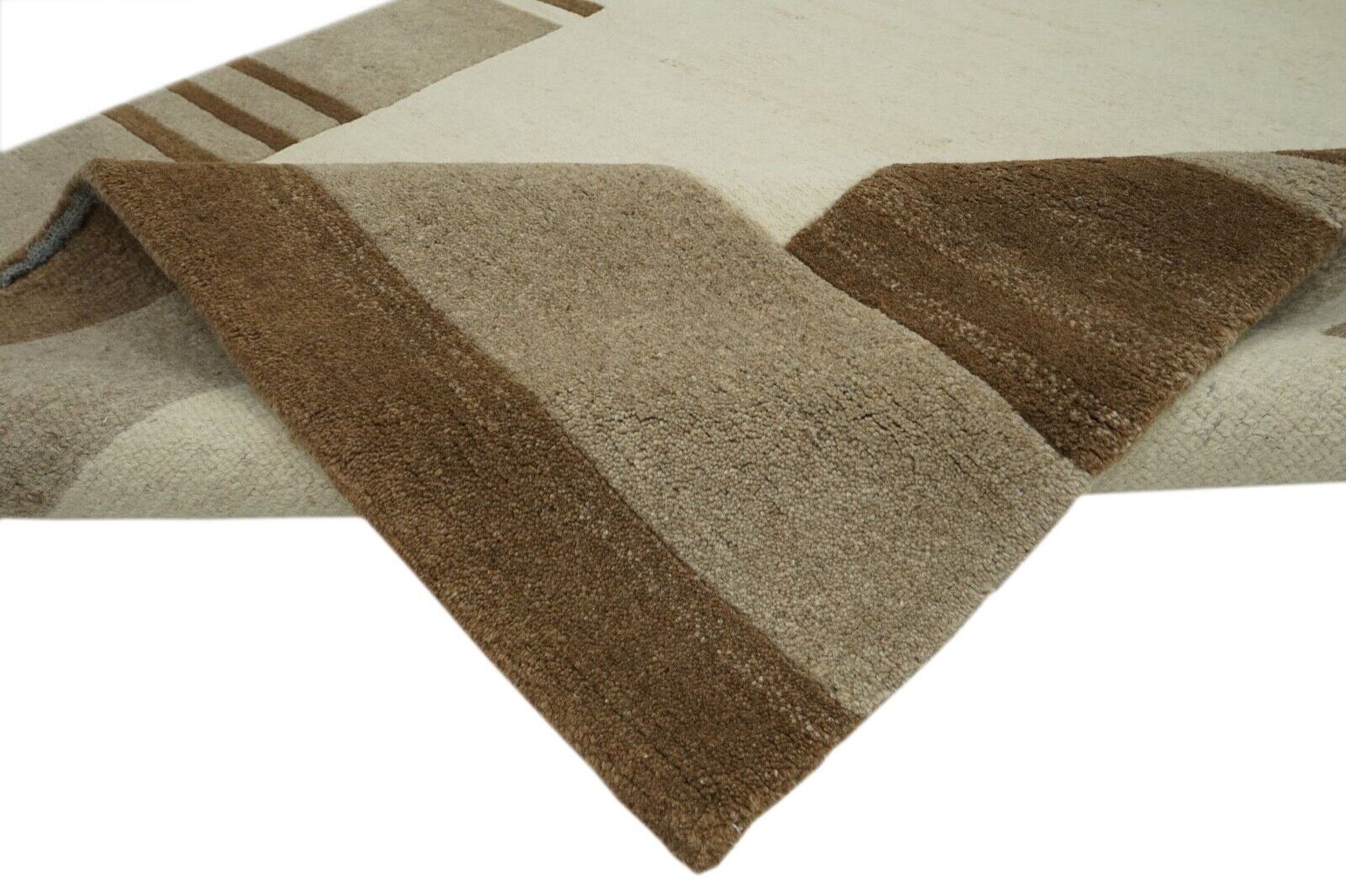 Nepal Teppich Handgeknüpft 100% Wolle Braun Beige Grau Orient 170X240 cm N775