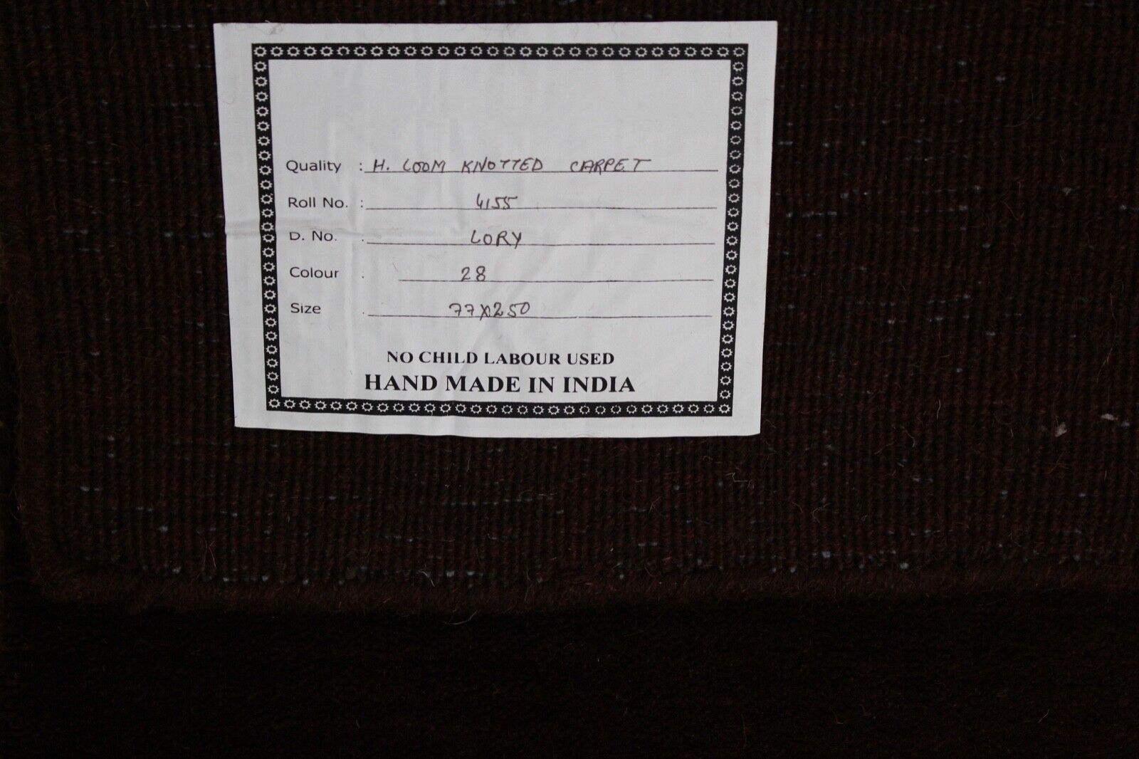 Braun Brücke 100% Wolle Läufer 75X250 cm Handgewebter Teppich Orientteppich C28