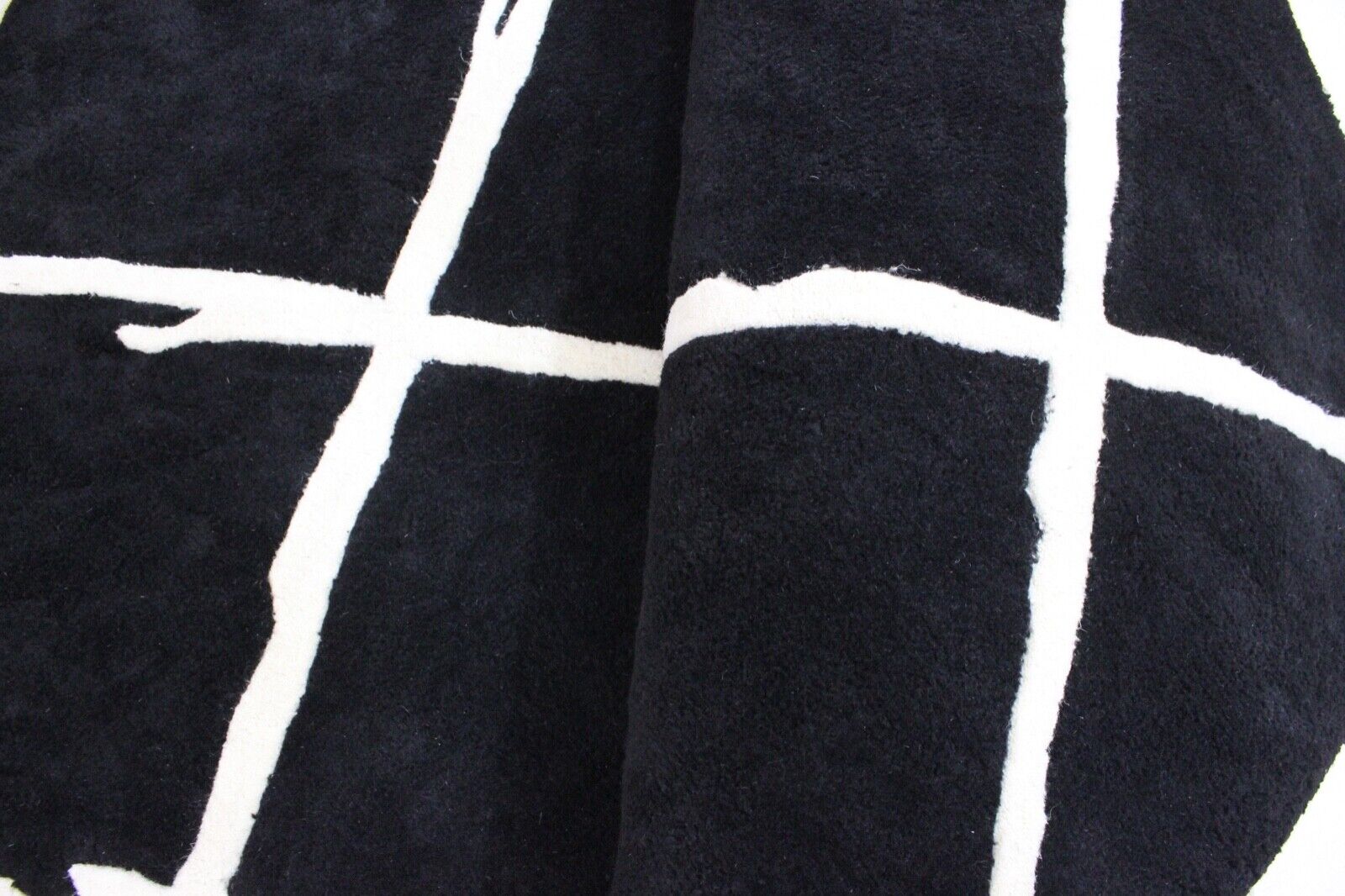 Schwarz Beige 100% Wolle Teppich 170X240 CM Handarbeit Handgetuftet ME1