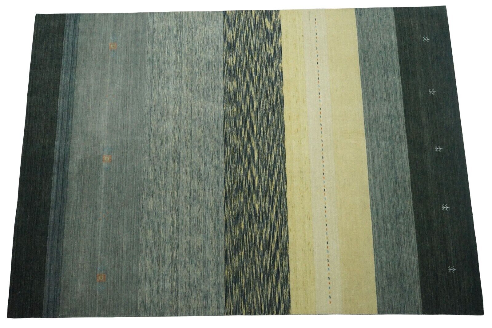 Preproga Gabbeh sivo bež 100 % volna 170 x 240 cm ročno tkana orientalska preproga LR454