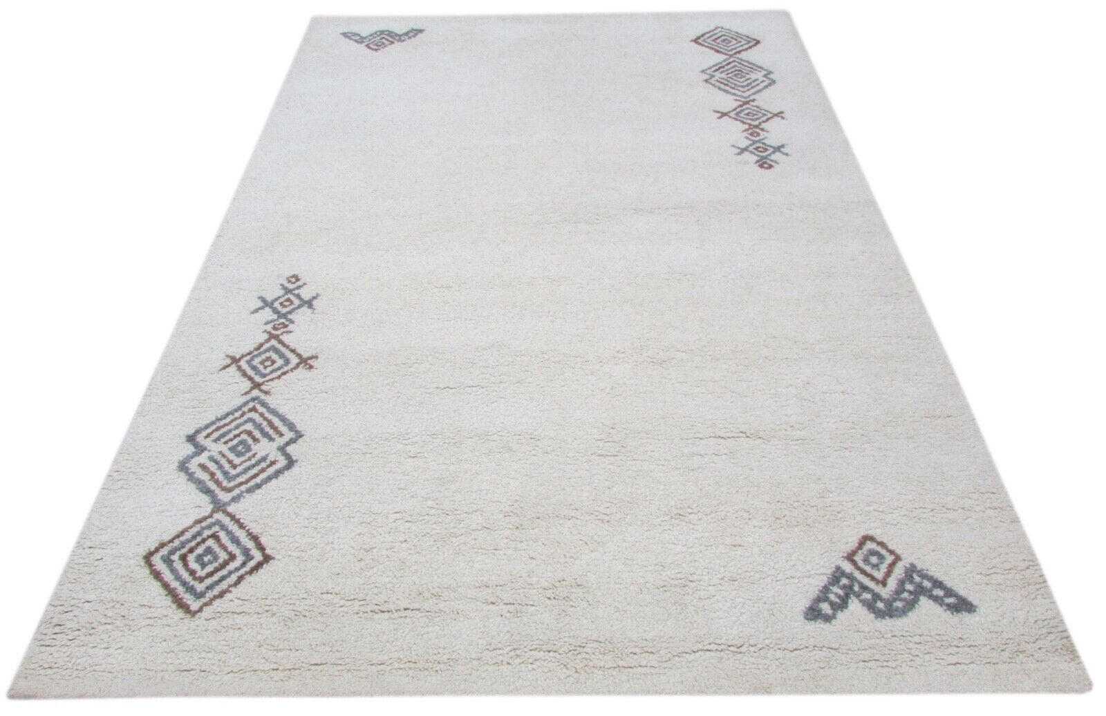 Tappeto 100% Lana 160X230 cm Design Moderno Tuftato a Mano Beige Grigio T844