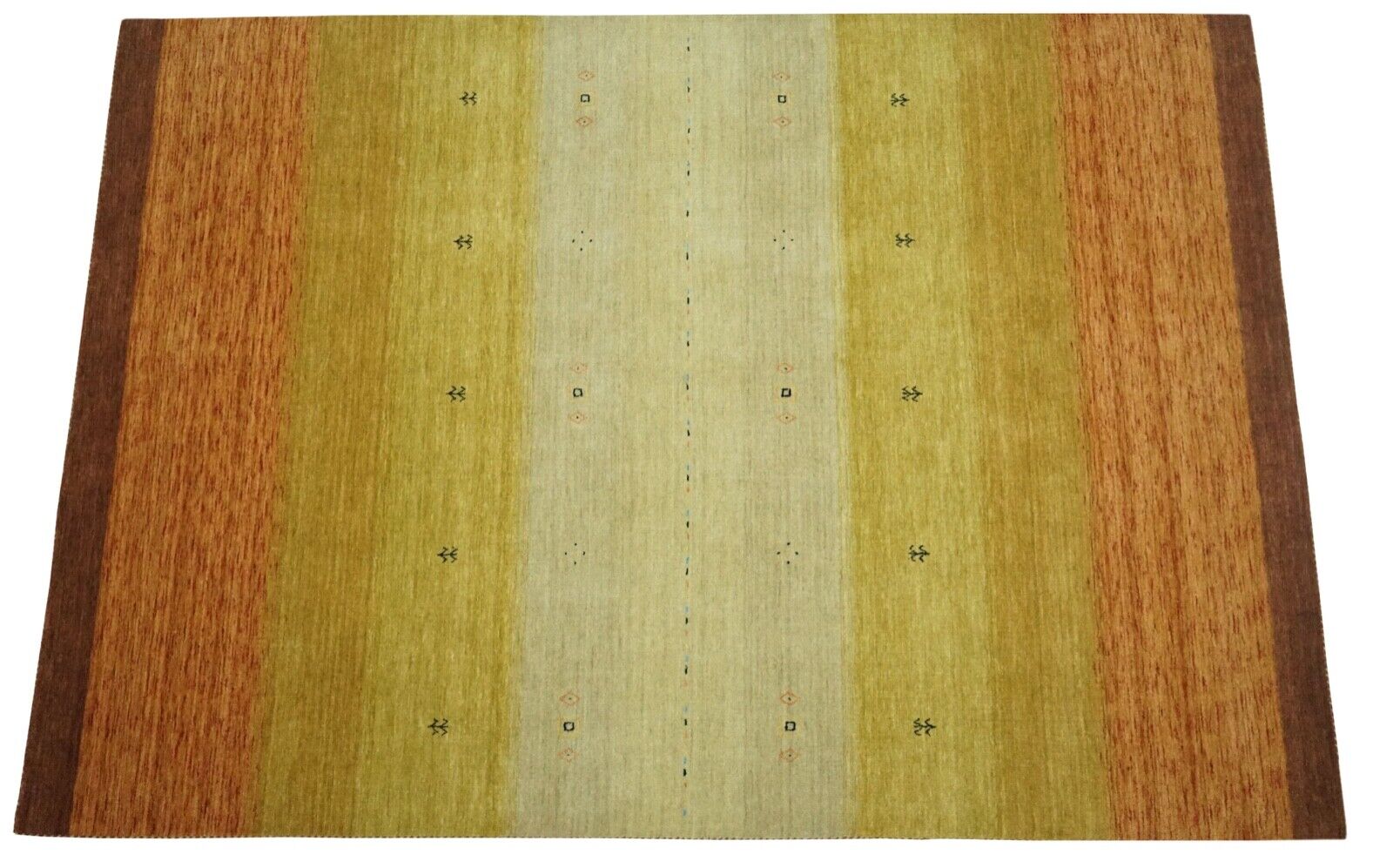 Gabbeh Teppich Orange Rot Gold Beige 100% Wolle 170x240 cm Loom Handgewebt Lr490
