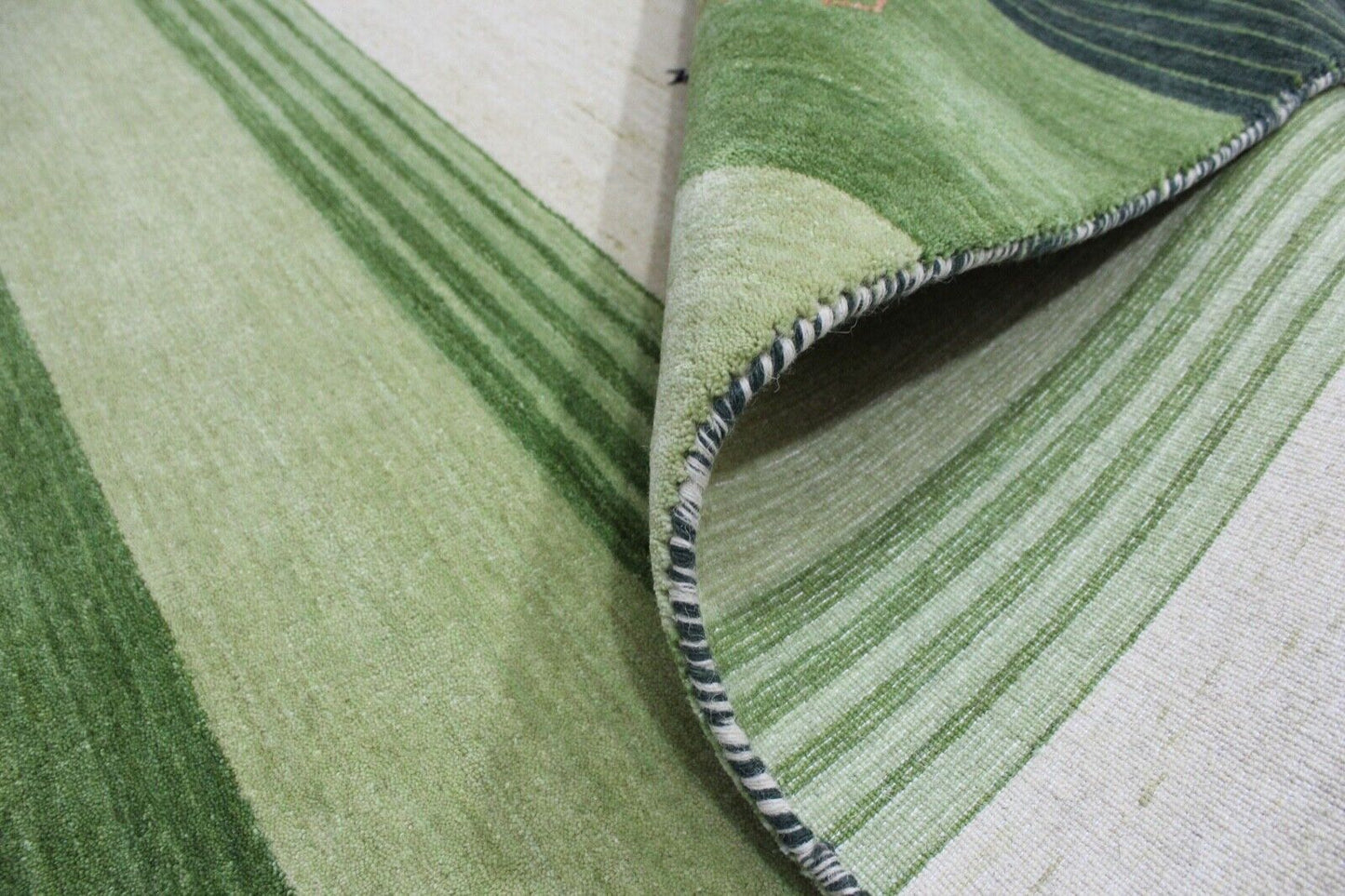 Gabbeh Teppich Grün 100% Wolle 170x240 cm Handgewebt Orientteppich Lr500