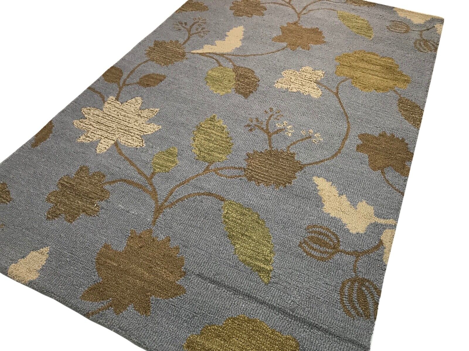 Teppich 100% Wolle Grau Grün Handarbeit Designer Orientteppich 150X240 CM MH888