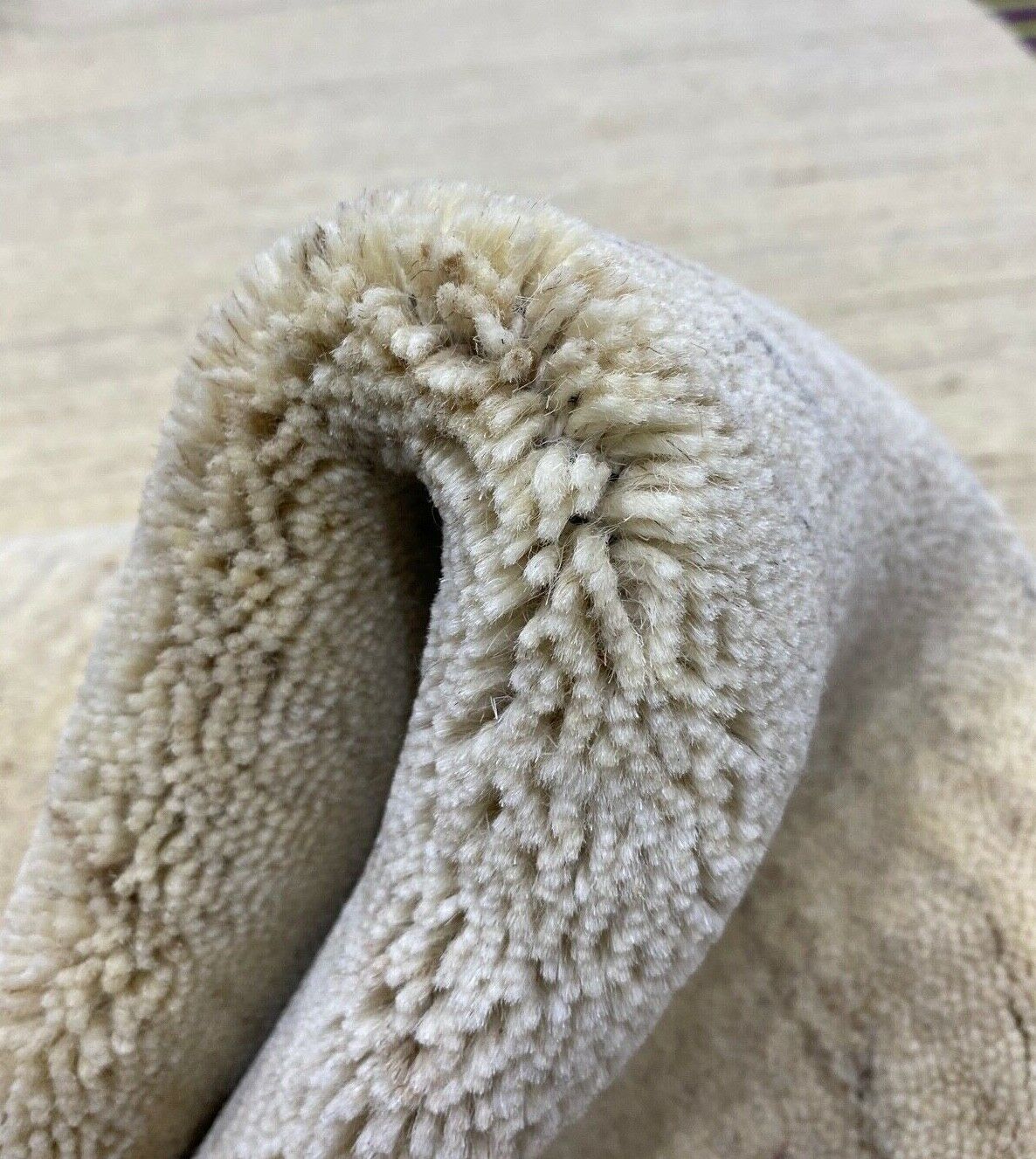 Gabbeh Teppich 100% Wolle Beige Gelb loom lori Handgewebt 120x180 cm S7