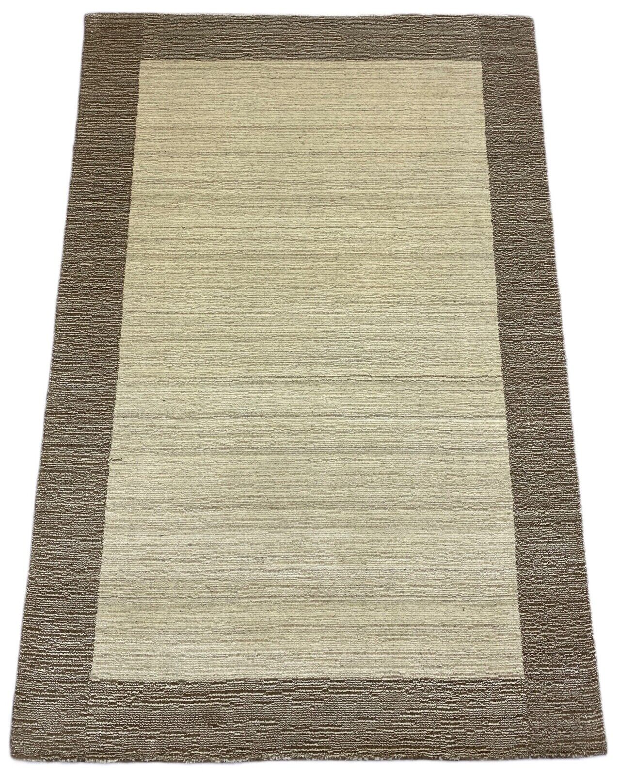 Gabbeh Teppich 100% Wolle Beige Braun loom lori Handgewebt 120x178 cm S82