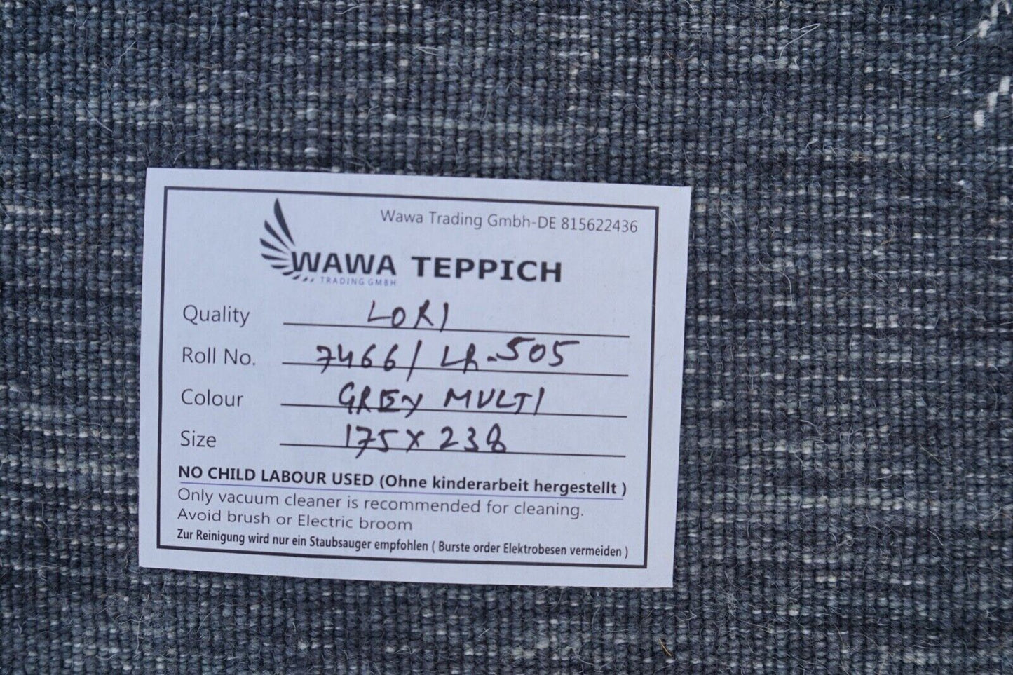 Gabbeh Teppich Grau Beige 100% Wolle 170x240 cm Handgewebt Orientteppich Lr505