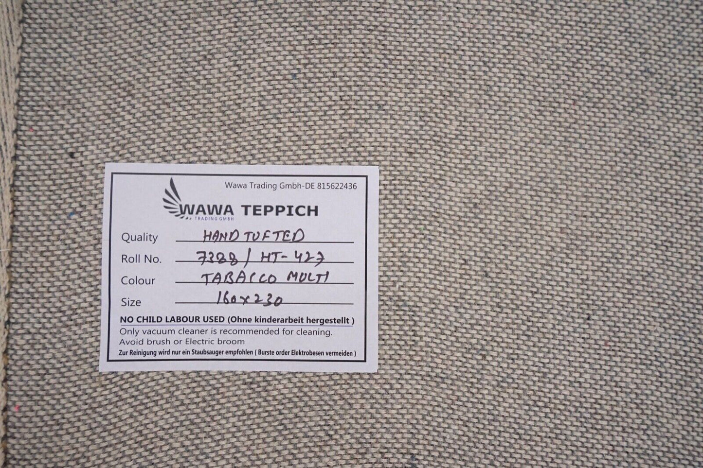 Teppich 100% Wolle 160X230 cm Beige Braun Orange Handgetuftet HT427