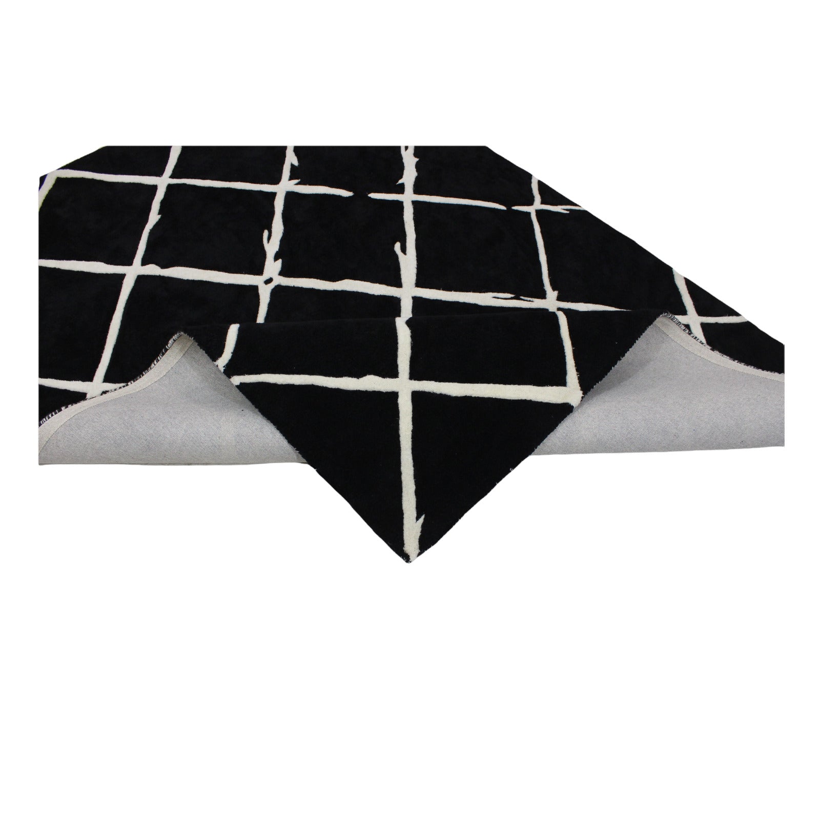 Schwarz Beige 100% Wolle Teppich 170X240 CM Handarbeit Handgetuftet ME1