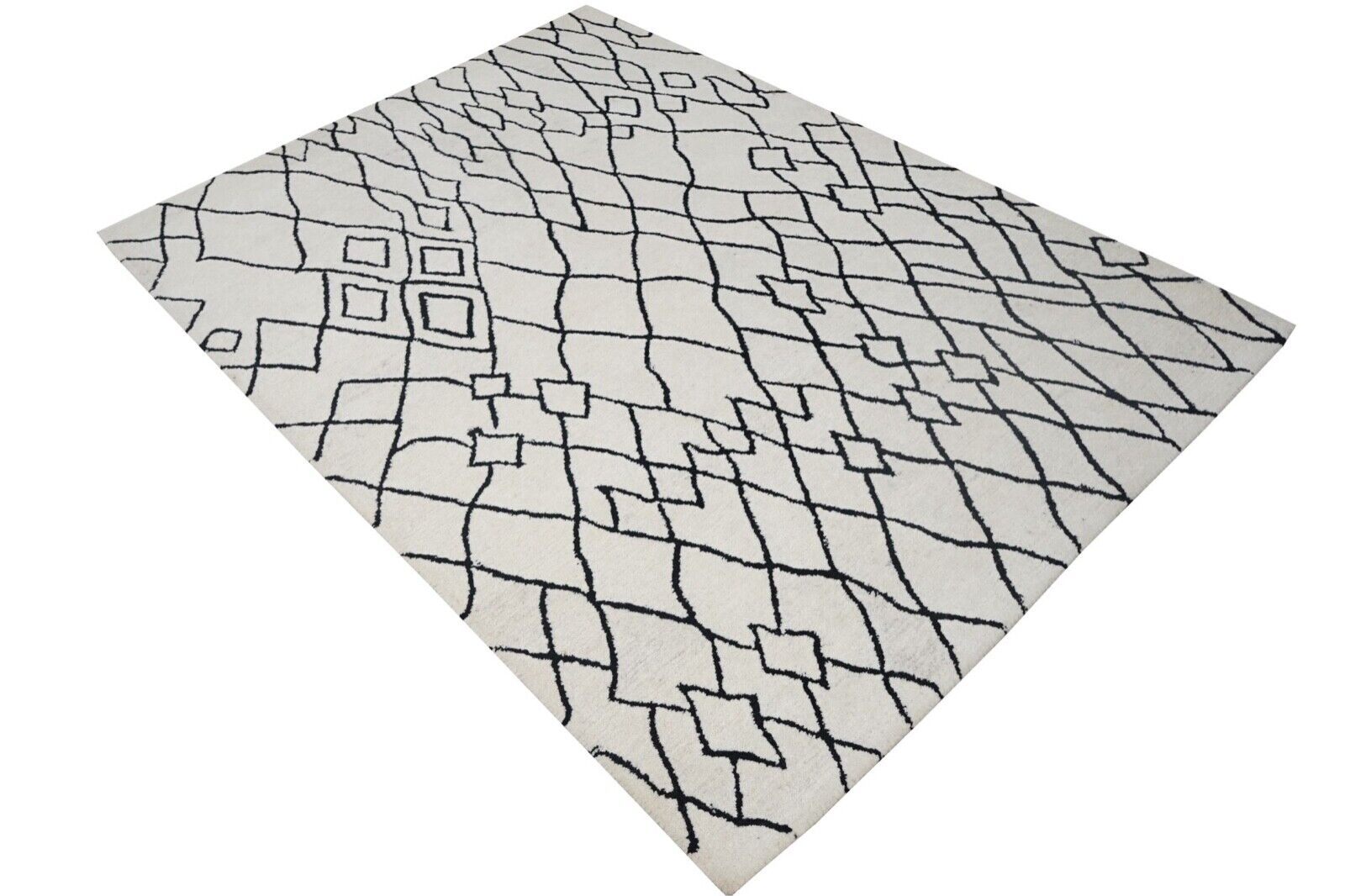 Elfenbeinfarbe Teppich 100% Wolle 160X230 cm Orientteppich Handgetuftet HT394