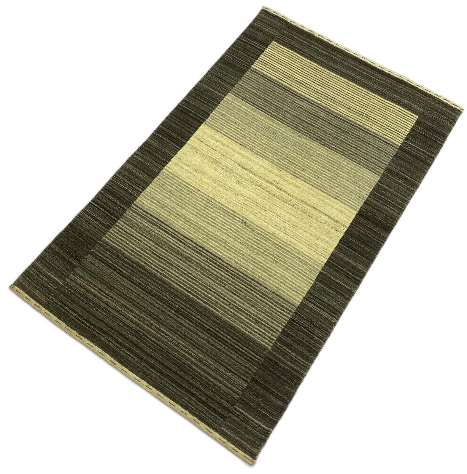 Teppich 100% Wolle Grau Beige Gabbeh lori Handgewebt 118x187 cm Naturwolle S98