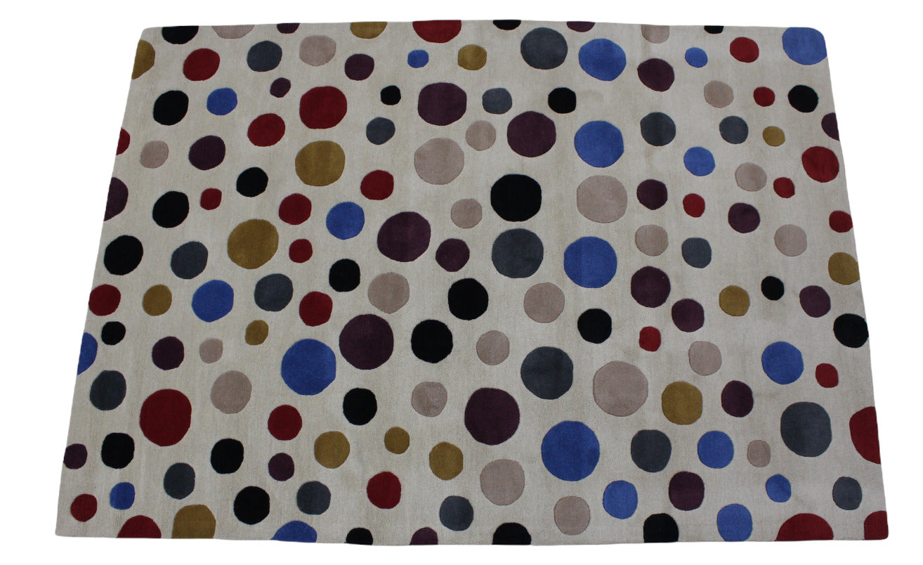 Wohnzimmer Teppich 100% Wolle Beige 170X240 cm Orientteppich Handgewebt CD 2