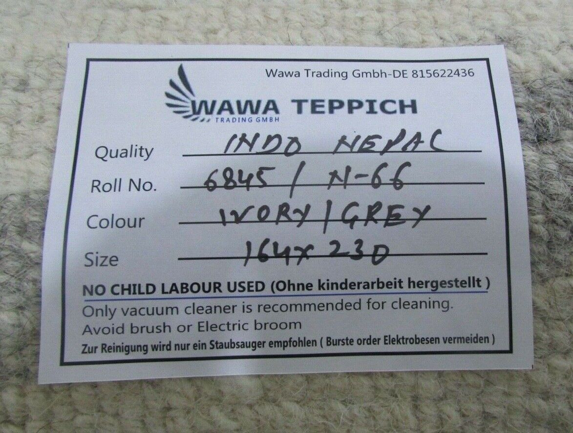 Nepal Teppich Handgeknüpft Beige Grau 100% Wolle Orientteppich 164x230 cm N66