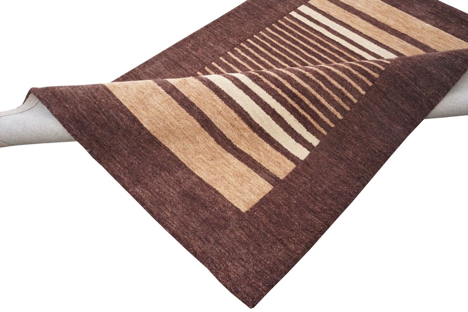 Tabakfarbe 140X200 cm Teppich 100% Wolle Braun Orientteppich Handgetuftet HT570