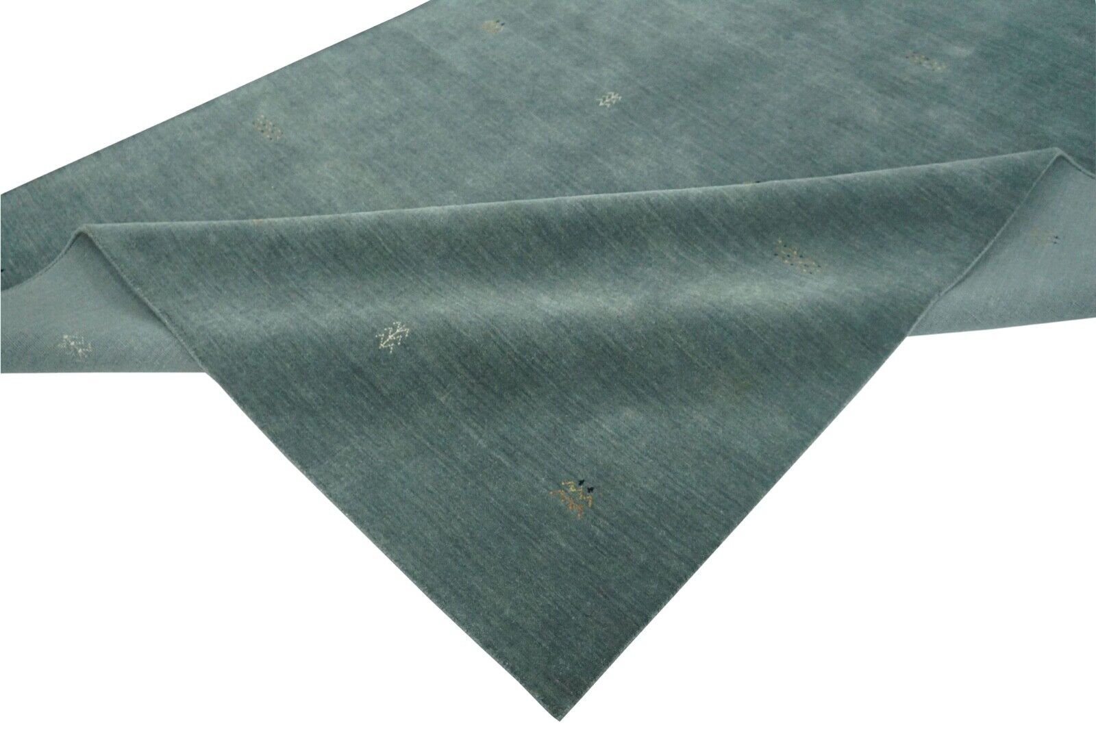 Gabbeh Teppich Grau Hell Blau 100% Wolle 200x300 cm Handgewebt Orient Lr549