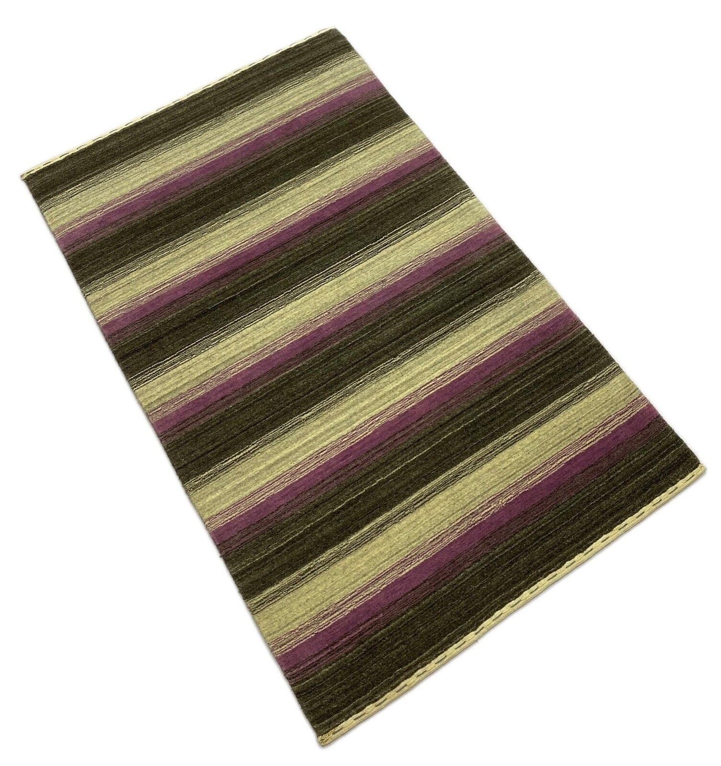 Teppich Gabbeh Rosa Schwarz Beige 100% Wolle lori Handgewebt 118x185 cm S52