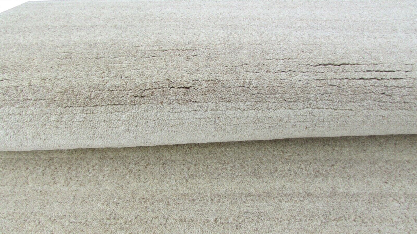 Nepal Teppich Handgeknüpft Beige 100% Wolle Orientteppich 76x135 cm N-129