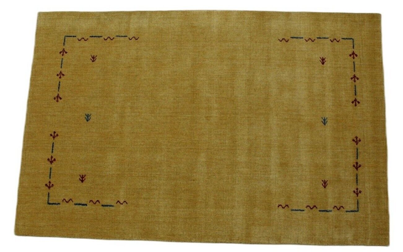 Orientteppich Gabbeh Loom Handgefertigt Teppich 100% Wolle 120X180 cm Gold