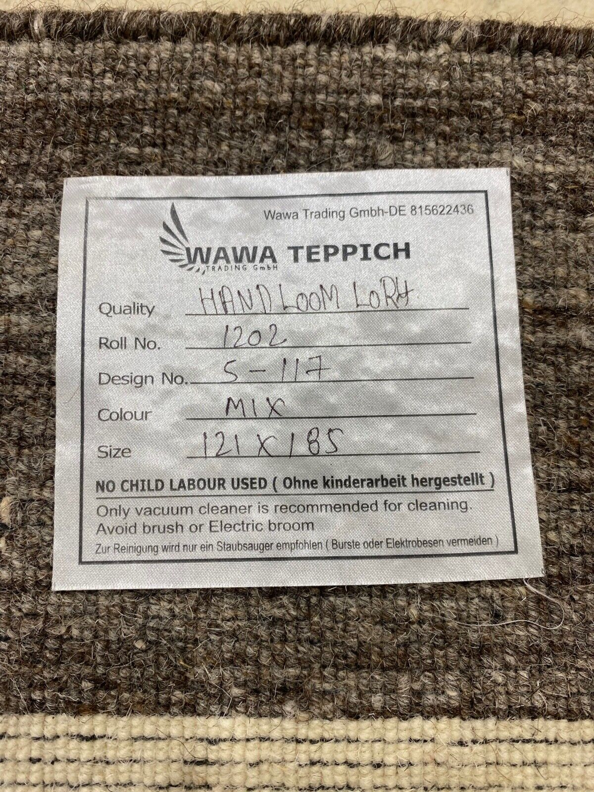 Gabbeh Teppich 100% Wolle Beige Schwarz Handgewebt 120x185 cm Naturwolle S117