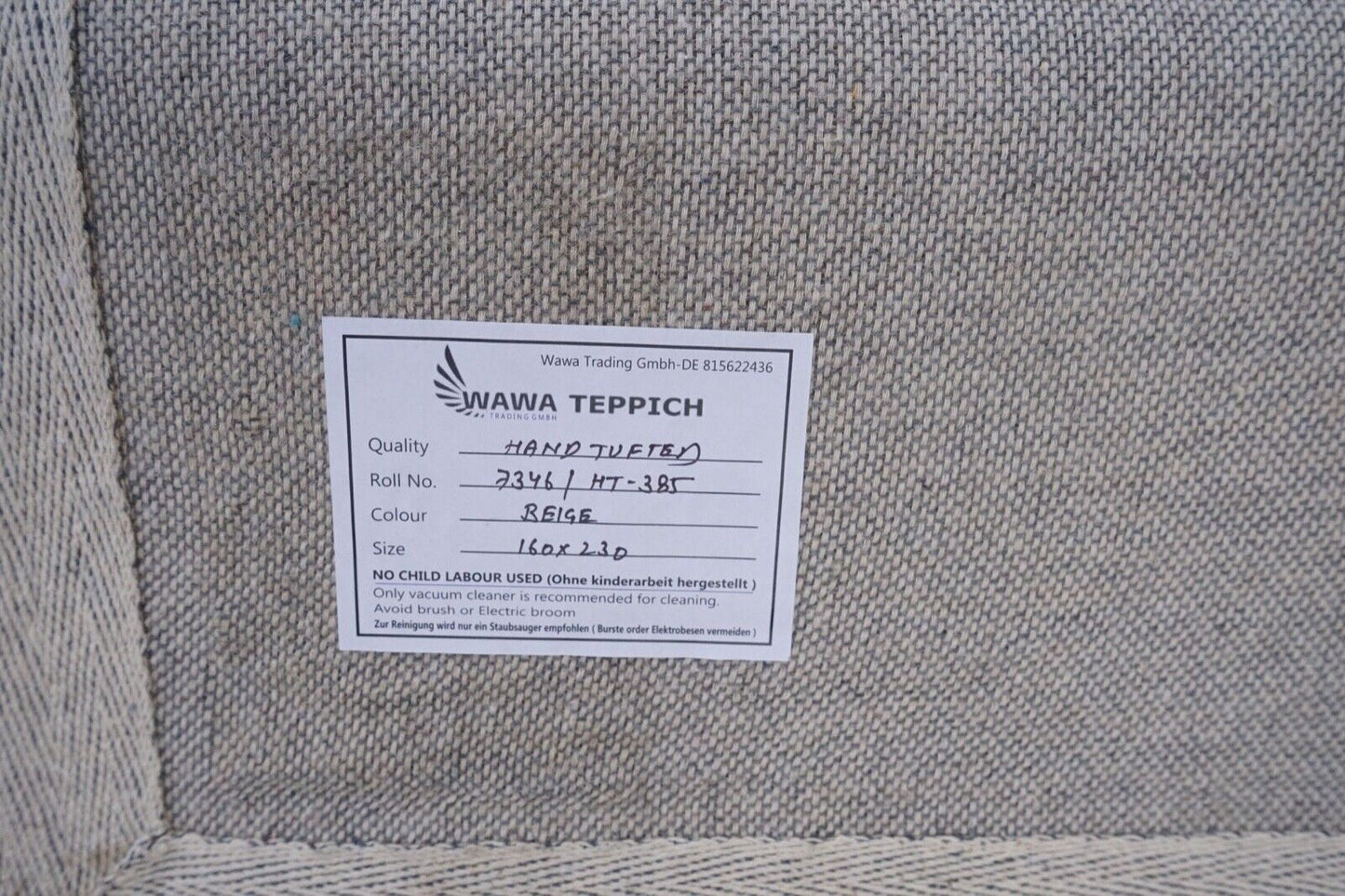 Teppich 100% Wolle Beige Braun Grau 160X230 cm Orientteppich Handgetuftet HT385