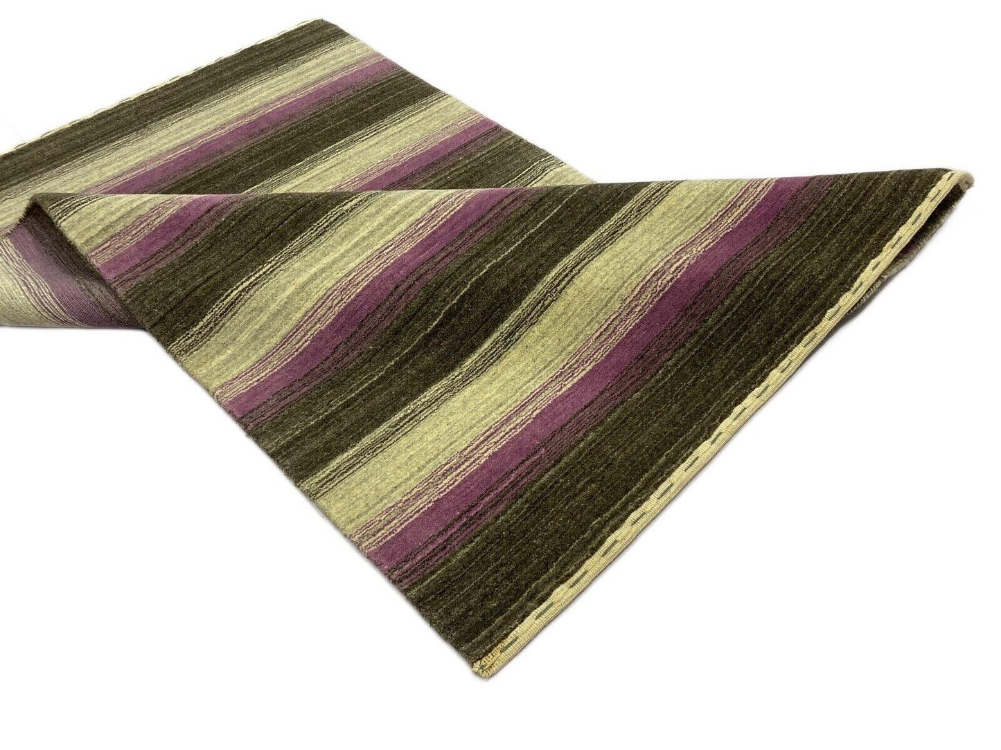 Teppich Gabbeh Rosa Schwarz Beige 100% Wolle lori Handgewebt 118x185 cm S52