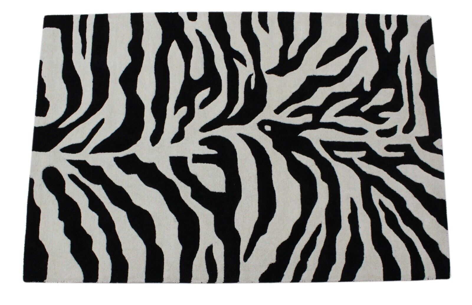 Schwarz Beige 100% Wolle Teppich 120X180 CM Handarbeit Handgetuftet ME5