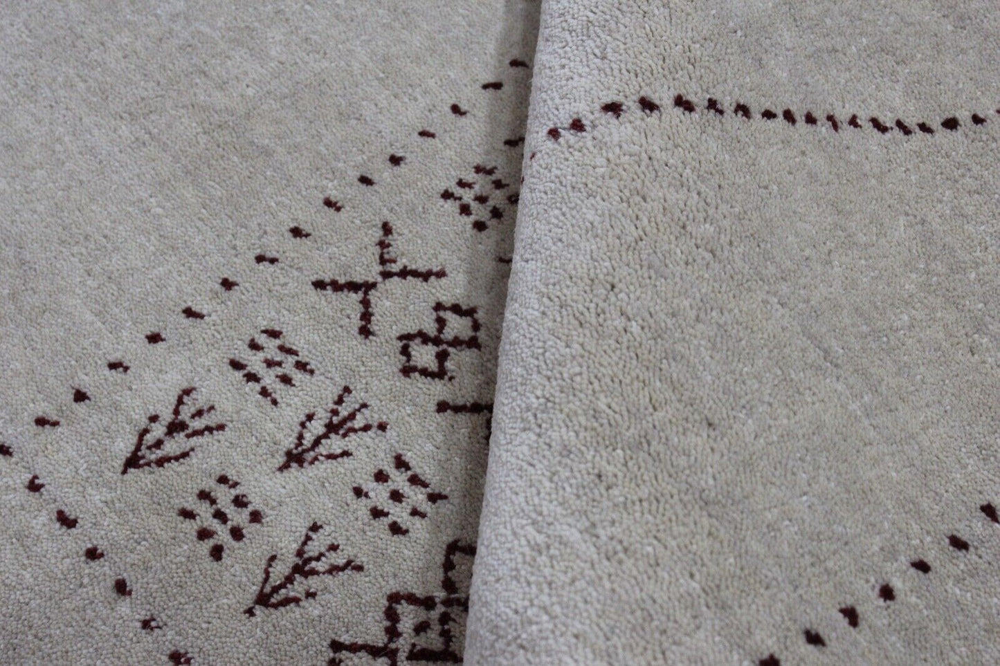Gabbeh Teppich Beige 100% Wolle 170x240 cm Handgewebt Orientteppich R708