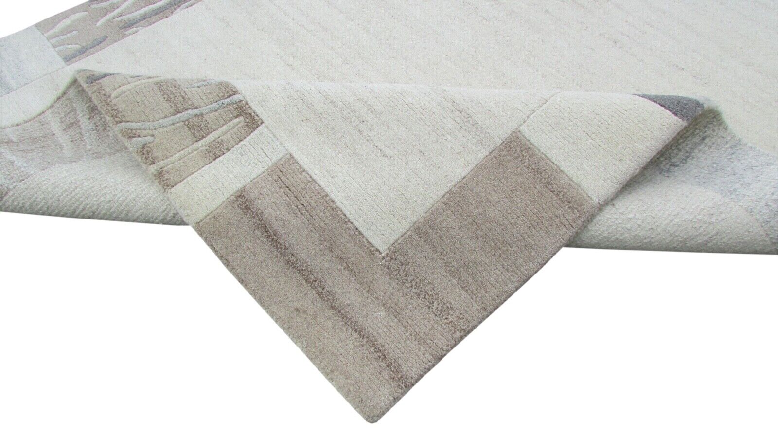 Nepal Teppich Handgeknüpft Braun Beige 100% Wolle Orientteppich 161x228 cm N-52