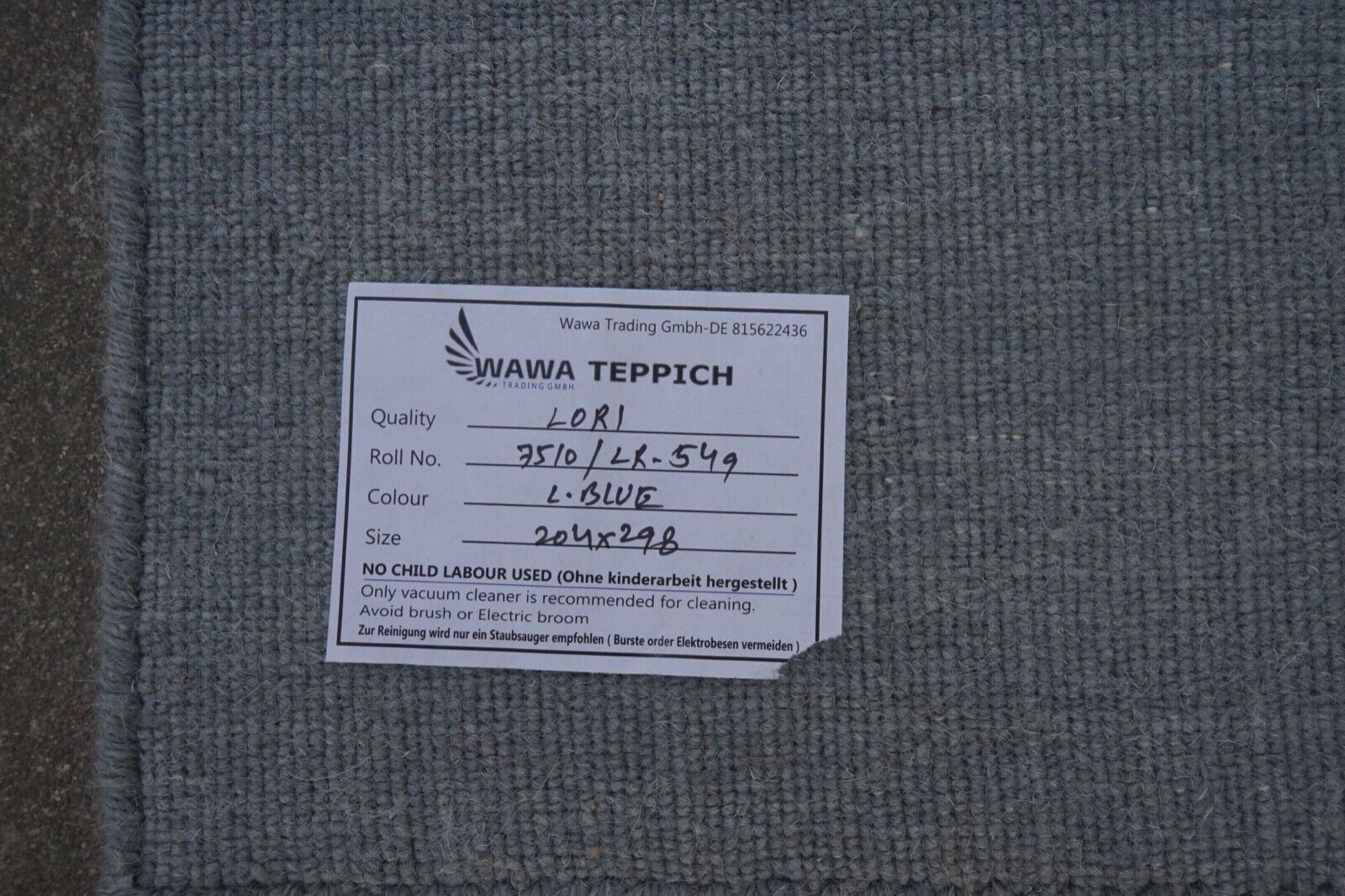 Gabbeh Teppich Grau Hell Blau 100% Wolle 200x300 cm Handgewebt Orient Lr549