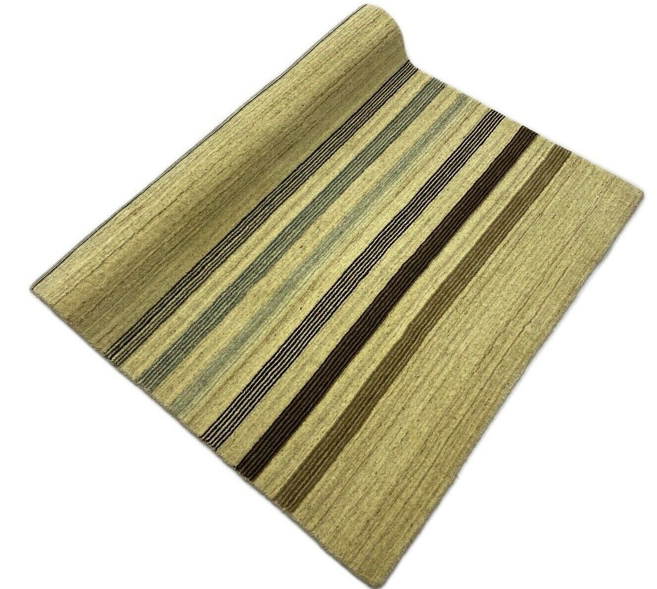 Teppich Gabbeh Beige Grau Braun 100% Wolle lori Handgewebt 125x187 cm S127