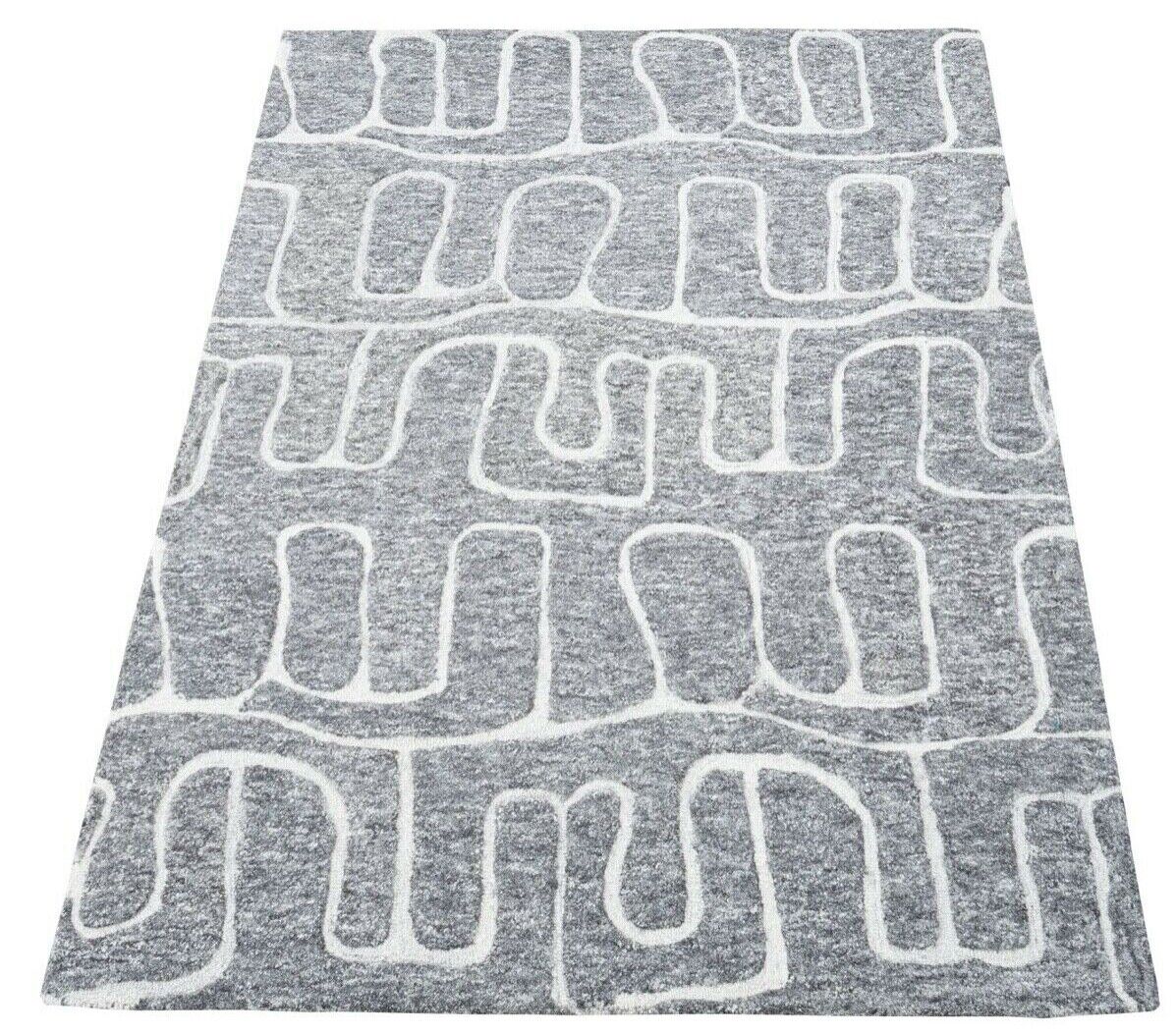 Grau Teppich 100% Wolle 160X230 cm Orientteppich Handgetuftet HT285