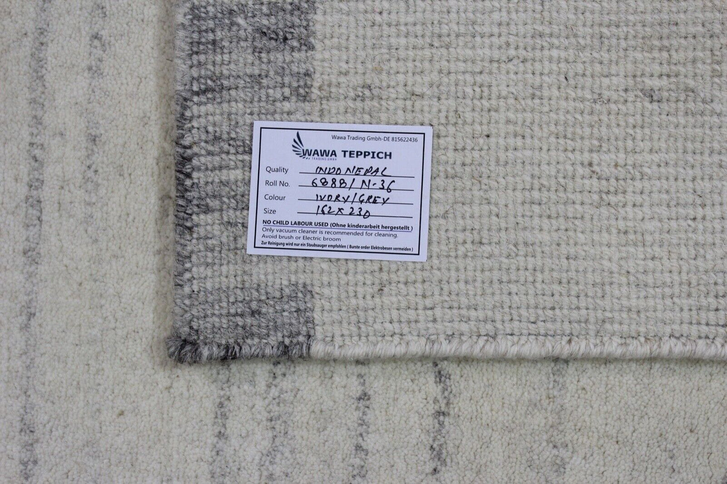 Orientteppich Nepal Teppich Handgeknüpft Beige Grau 100% Wolle 162x230 cm N-36