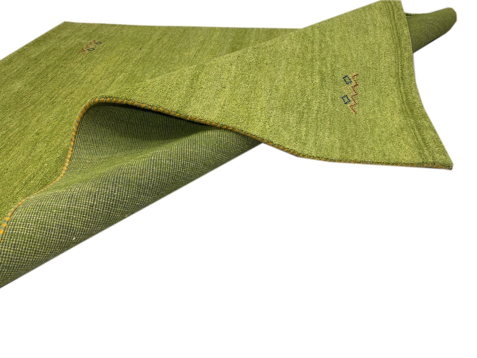 Gabbeh Teppich 100% Wolle Hell Grün Gold Handgeknüpft 170X240 cm WR49