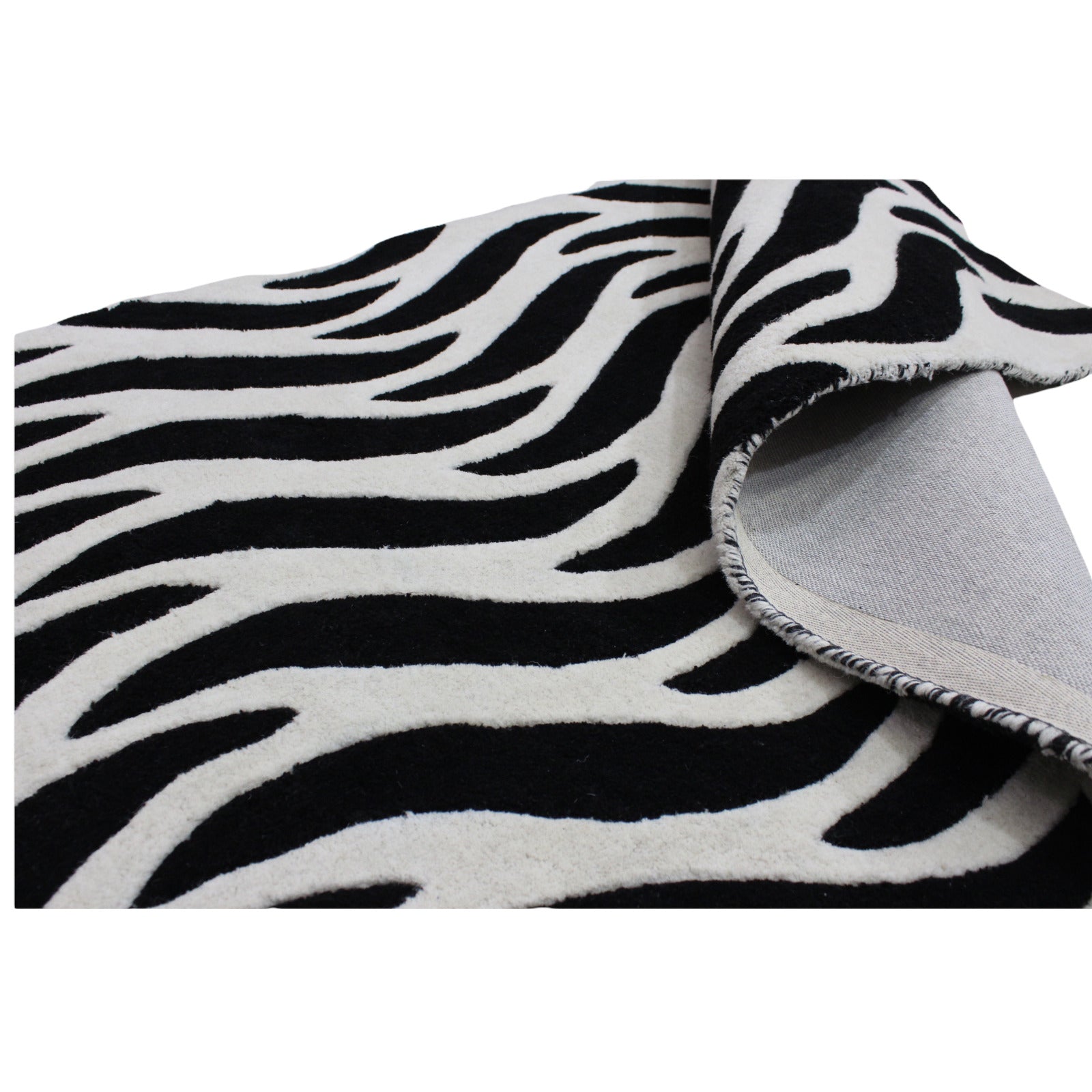 Alfombra 100% lana beige y negra, 120 x 180 cm, hecha a mano, con mechones a mano ME3