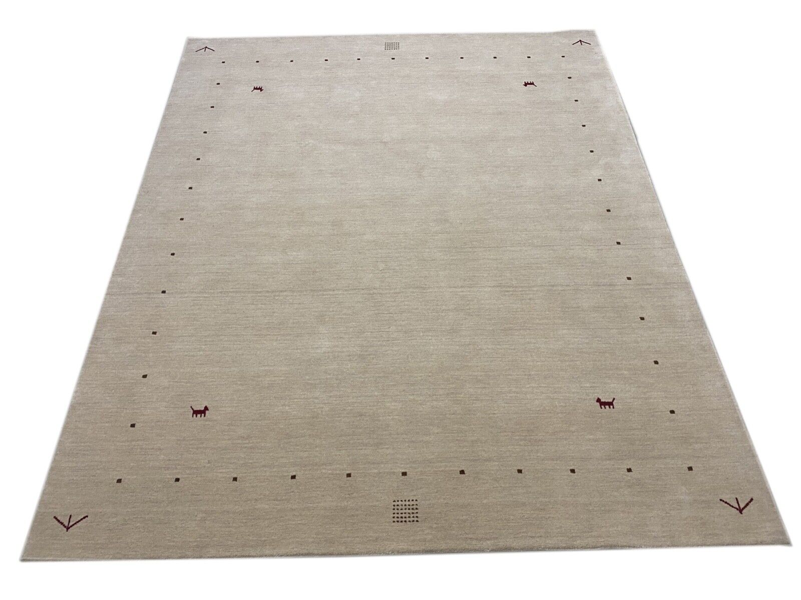 Beige Teppich 100% Wolle einfarbig gefärbt 250X300 cm Gabbeh Handgewebt G84T1