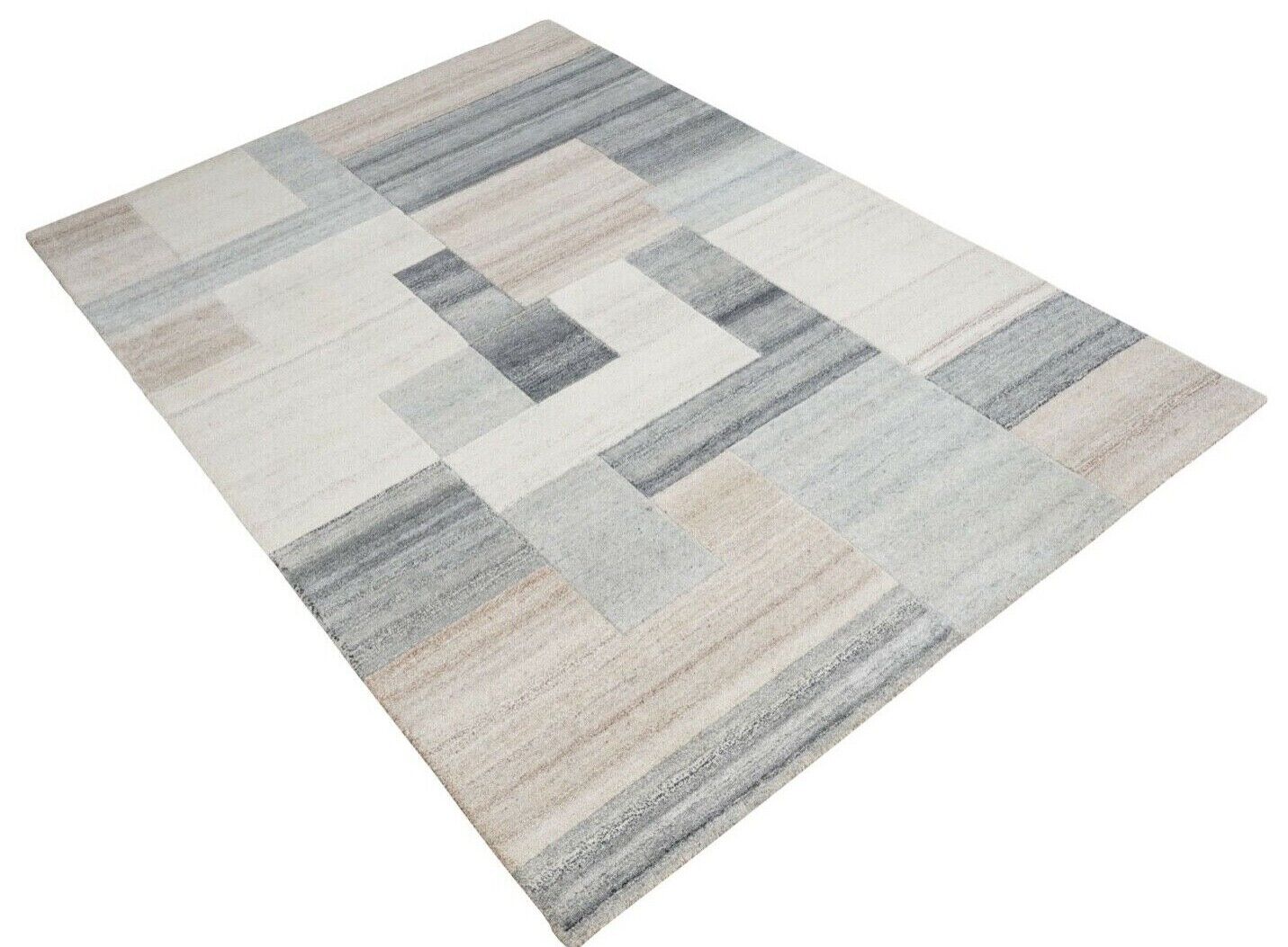 Teppich 100% Wolle Grau Beige 160X230 cm Orientteppich Handgetuftet HT232